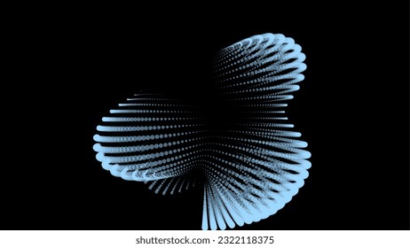 Volume bubble swelling as mountain. Spherical protrusion. distorted surface. Deflating inflating cosmic substance. Spherical distortion oval bumps. Dots particle points globe surface. Big data flow