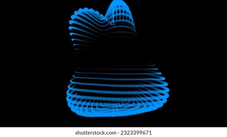 La burbuja de volumen se hinchó como montaña. Protrusión esférica. superficie distorsionada. Sustancia cósmica desinfladora. Distorsión esférica de los bultos ovales. Los puntos de partícula apuntan a la superficie del globo. Gran flujo de datos