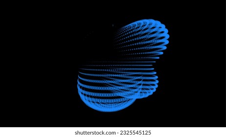 Volumenblase schwellt als Berg. Spherische Überstehung. verzerrte Oberfläche. Deflating inflationierende kosmische Substanz. Geografische Verzerrung ovale Stoßfänge. Punktpartikeln zeigen die Erdoberfläche. Big Data Flow