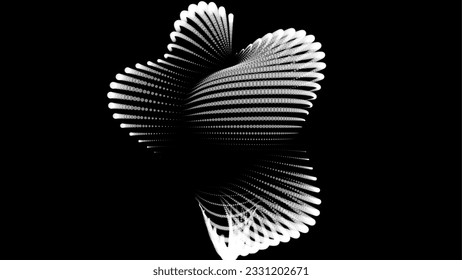 Volume bubble swelling as mountain. Spherical protrusion. distorted surface. Deflating inflating cosmic substance. Spherical distortion oval bumps. Dots particle points globe surface. Big data flow