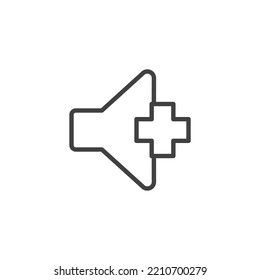 Volume up button line icon. linear style sign for mobile concept and web design. Sound plus outline vector icon. Symbol, logo illustration. Vector graphics