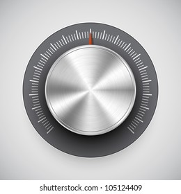 Volume button (music knob) with metal texture (chrome)