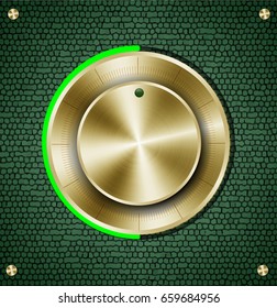 volume button vintage style on green metal background vector 