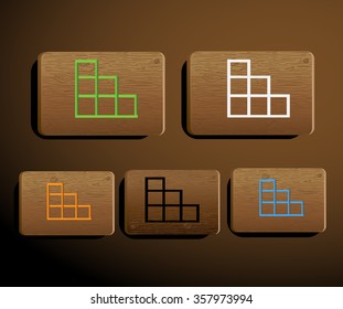 Volume buttons for the site with texture of a tree. House furniture.  shelf