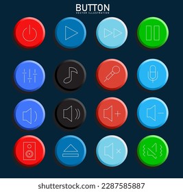 Volume buttons templates colorful flat circles sketch svg
