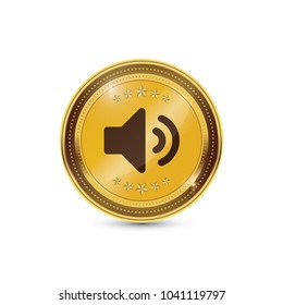 Volume Circular Gold Vector Web Button Icon