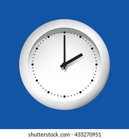Volume clock face on a blue background. Detail hours. Black arrows.