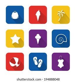Volume colorful summer icons. Isolated illustration icon