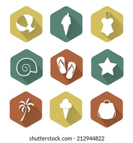 Volume colorful summer icons. Isolated illustration icon