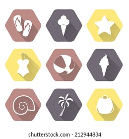 Volume colorful summer icons. Isolated illustration icon