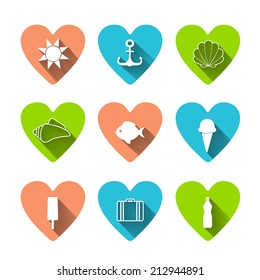 Volume colorful summer icons. Isolated illustration icon