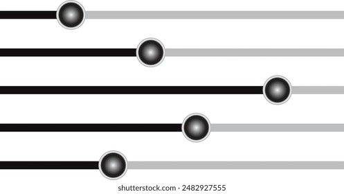 volume control adjustment icon set, horizontal gradient slider button isolated flat design, vector illustration.