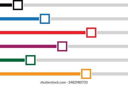 conjunto de iconos de ajuste de control de volumen, Botón de rectángulo de color Horizontal, diseño plano aislado, Ilustración vectorial.