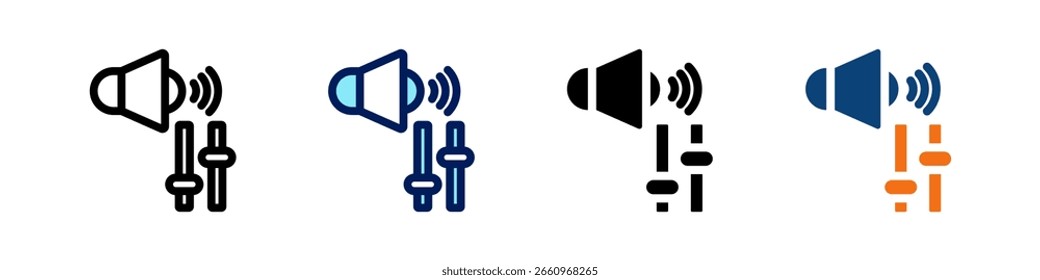 Lautstärkeregelung mit nur einem Symbol Multi Styles Vektor-Set