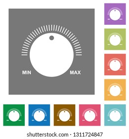 Volume control with captions flat icons on simple color square backgrounds