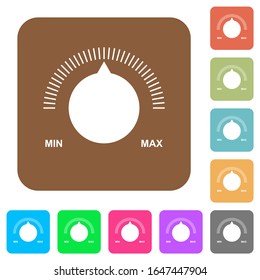 Control de volumen con los iconos planos con las leyendas de fondo cuadrado redondeado.