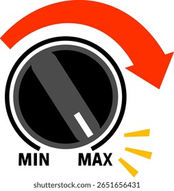 Volume control dial turned all the way up