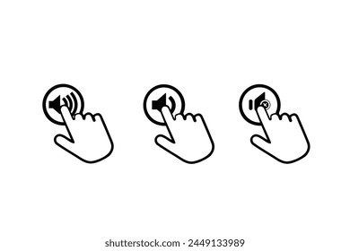 volume control hand icon . sound noise control icon set 