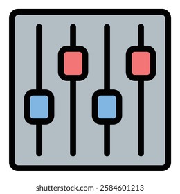 Volume Control Icon Audio Adjustment in Flat Line Color Style.