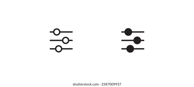 Volume control icon, Equalizer or setting, Sound Mixer Console, Filter control icons button, vector, sign, symbol, logo, illustration, editable stroke