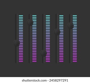 Volume Control Icon Set. Equalizer Sliders. Flat Style. Vector icons