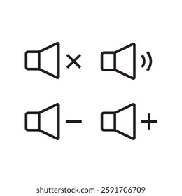 Volume control icons set.sound icon isolated on white