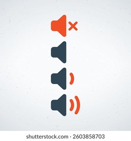 Volume control icons showing mute, low, medium, and high sound levels.