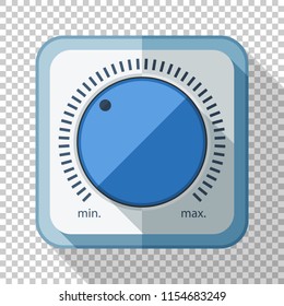 Volume control or volume knob icon in flat style with long shadow on transparent background