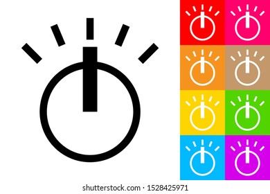 Volume Control Knob. Line Icon With Different Color Background.