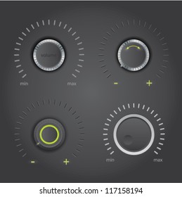 Conjunto de botones de control de volumen - diseño oscuro, vector