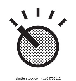 Volume Control Knob Set to Minimum. Icon Filled with Dots.