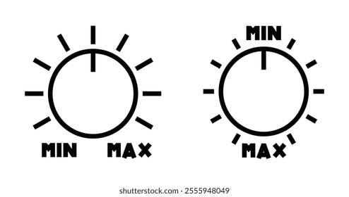 Volume control knobs with minimal design, vector illustration. Editable stroke.