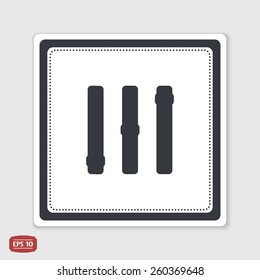 Volume control. Level icon. Flat design style. Made vector illustration. Emblem or label with shadow.