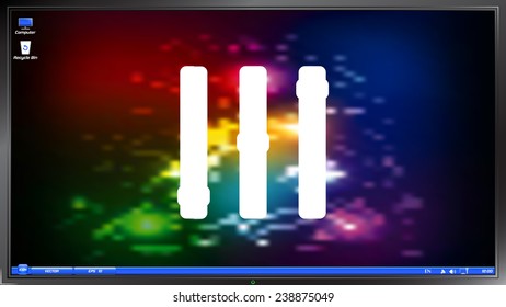 Volume control. Level icon on the screen monitor. Made vector illustration