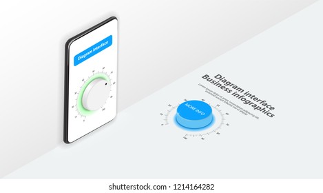 Volume control on the phone screen in orthogonal projection White background