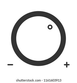 Volume control sign, logo, pictogram for mobile concept and web design. Knob balance. Simple linear style vector single icon. Isolated on white background. Editable stroke. Pixel graphics.