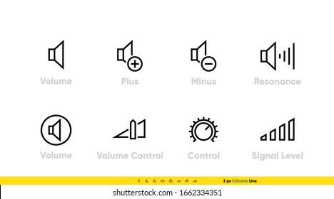 Volume Control, Speaker, Equalizer icon vector editable line illustration