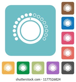 Volume control white flat icons on color rounded square backgrounds