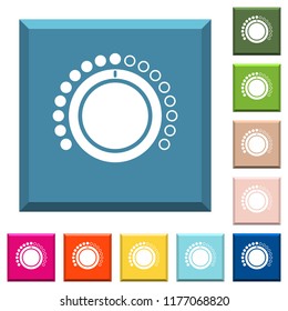 Volume control white icons on edged square buttons in various trendy colors