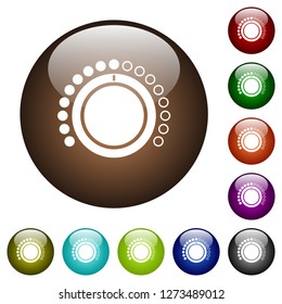 Volume control white icons on round color glass buttons