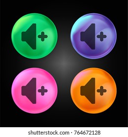 Volume Up crystal ball design icon in green - blue - pink and orange.