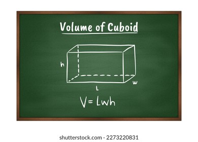 volume of Cuboid geometry formula on green chalkboard vector