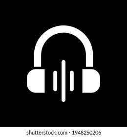 Volume dark mode glyph icon. Reducing level of music playing. Editing media content. Phone screen menu. Smartphone UI button. White silhouette symbol on black space. Vector isolated illustration