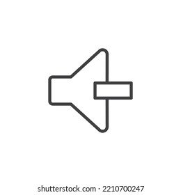 Volume down button line icon. linear style sign for mobile concept and web design. Sound minus outline vector icon. Symbol, logo illustration. Vector graphics