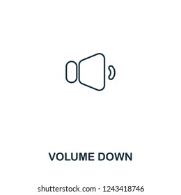 Volume Down creative icon. Simple element illustration. Volume Down concept symbol design from audio buttons collection. Can be used for web, mobile and print. web design, apps, software, print.