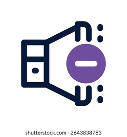 ícone de dois tons para baixo do volume. Ícone vetorial moderno e elegante para sites, aplicativos móveis, materiais de marketing e design corporativo. Totalmente dimensionável e pronto para uso.