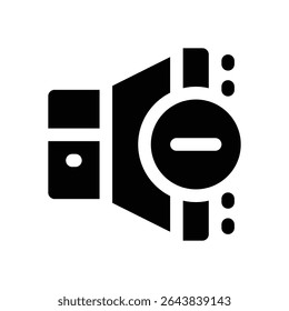 ícone de glifo abaixo do volume. Ícone vetorial forte e sólido para sites, interfaces móveis, apresentações e marca visual. Alta qualidade e fácil de editar.