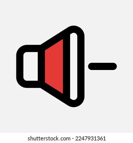 Volume down icon in filled line style about multimedia, use for website mobile app presentation