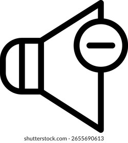 Ilustración de línea de icono de volumen hacia abajo