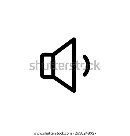 A volume down interface icon, showing a speaker symbol with a single small sound wave. Represents decreasing sound level. Isolated on white.